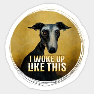 Scraggly Greyhound I Woke Up Like This Sticker